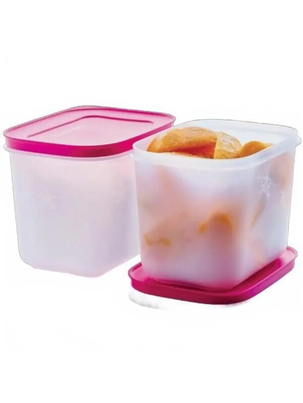 Tupperware Freezer Mates PLUS Small Deep Container Set of 4 Pink Seals